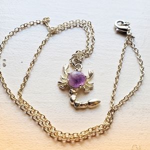 Handmade Scorpio with amethyst Center Pendant Necklace
